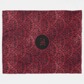 Rood-zwart damast met Monogram Fleece Deken (Voorkant (Horizontaal))