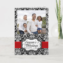 Rood/Zwart Damast Vakantie Feestdagen Kaart