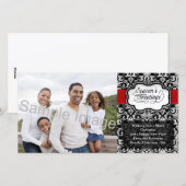 Rood/Zwart Damast Vakantie Feestdagenkaart (Voorkant / Achterkant)