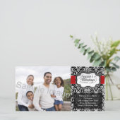 Rood/Zwart Damast Vakantie Feestdagenkaart (Staand voorkant)