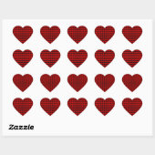 Rood Zwart Damasten Diamantpatroon Hart Sticker (Vel)