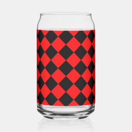Rood Zwart Dambord Diamant Patroon Blikvorm Glas