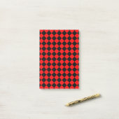 Rood Zwart Dambord Diamant Patroon Post-it® Notes (Op bureau)