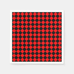 Rood Zwart Dambord Diamant Patroon Servet