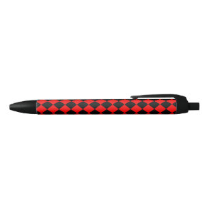 Rood Zwart Dambord Diamantpatroon Zwarte Inkt Pen