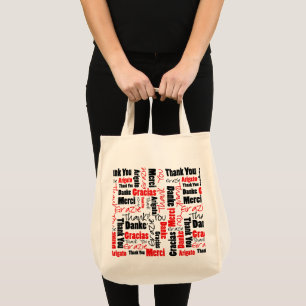 Rood Zwart Dank Je Woordwolk Tote Bag