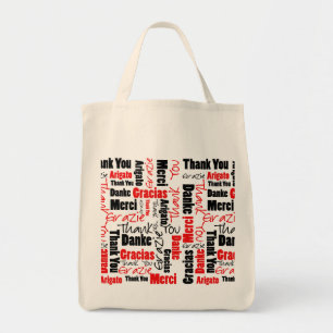 Rood Zwart Dank Je Woordwolk Tote Bag