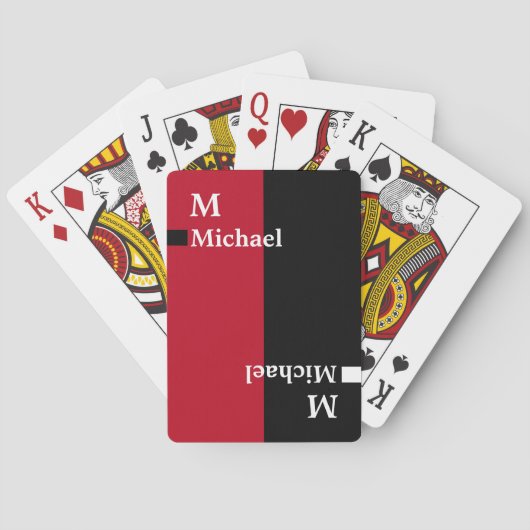 Rood Zwart deck-of-cards modern elegant Pokerkaarten (Achterkant)