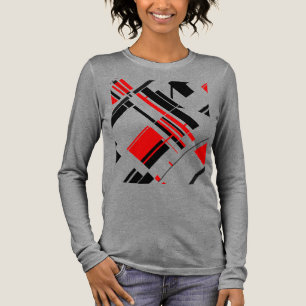 Rood Zwart Diagonale Vormen Lijnen MCM-geïnspireer Tri-Blend Shirt