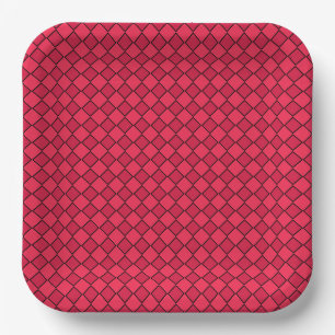 Rood Zwart Diamant Schachbrekpatroon Papieren Bordje