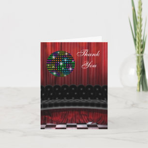 Rood Zwart Disco Bal Bedankkaartjes Bedankkaart