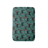 Rood & Zwart Dobermans in Sjaals Winterpatroon Badmat (Voorkant Verticaal)