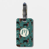 Rood & Zwart Dobermans in Sjaals Winterpatroon Bagagelabel (Achterkant verticaal)