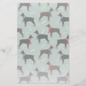 Rood & Zwart Dobermans in Sjaals Winterpatroon Briefpapier (Voorkant)