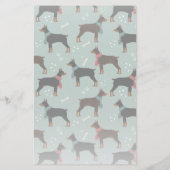 Rood & Zwart Dobermans in Sjaals Winterpatroon Briefpapier (Achterkant)