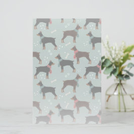 Rood & Zwart Dobermans in Sjaals Winterpatroon Briefpapier
