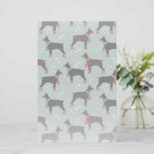 Rood & Zwart Dobermans in Sjaals Winterpatroon Briefpapier