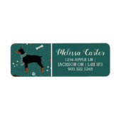 Rood & Zwart Dobermans in Sjaals Winterpatroon Etiket (Voorkant)