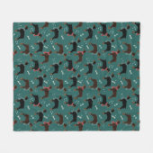 Rood & Zwart Dobermans in Sjaals Winterpatroon Fleece Deken (Voorkant (Horizontaal))