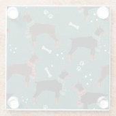Rood & Zwart Dobermans in Sjaals Winterpatroon Glazen Onderzetter (Achterkant)