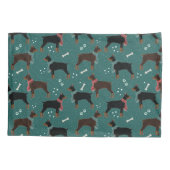 Rood & Zwart Dobermans in Sjaals Winterpatroon Kussensloop (Achterkant)