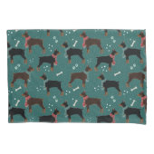 Rood & Zwart Dobermans in Sjaals Winterpatroon Kussensloop (Voorkant)