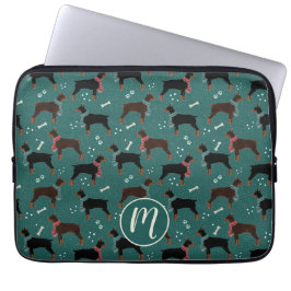 Rood & Zwart Dobermans in Sjaals Winterpatroon Laptop Sleeve
