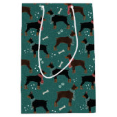 Rood & Zwart Dobermans in Sjaals Winterpatroon Medium Cadeauzakje (Voorkant)