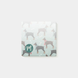 Rood & Zwart Dobermans in Sjaals Winterpatroon Post-it® Notes