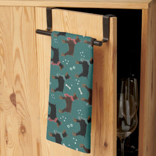 Rood & Zwart Dobermans in Sjaals Winterpatroon Theedoek