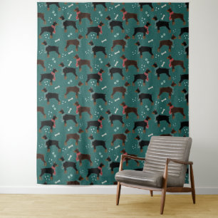 Rood & Zwart Dobermans in Sjaals Winterpatroon Wandkleed