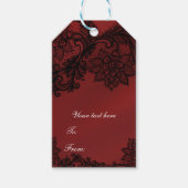 Rood & Zwart Donker Elegantie Gothic Bruiloft Cadeaulabel (Voorkant)