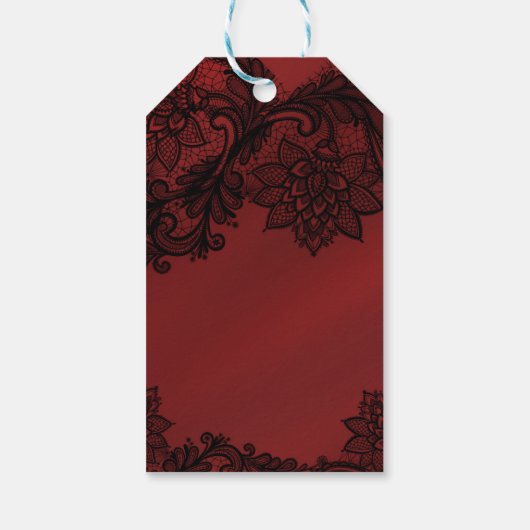 Rood & Zwart Donker Elegantie Gothic Bruiloft Cadeaulabel (Achterkant)