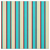 Rood, Zwart, Donker Turquoise, Tan & Wit Patroon Stof (Swatch)