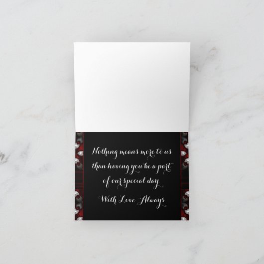 Rood & Zwart Donkere Nacht Gotische Huwelijksroman Bedankkaart (Binnen)