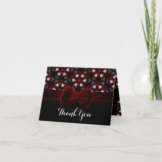 Rood & Zwart Donkere Nacht Gotische Trouwromantiek Bedankkaart (Voorkant)