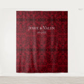 Rood & Zwart Draaiend Gotisch Bruiloft Wandkleed (Voorkant)