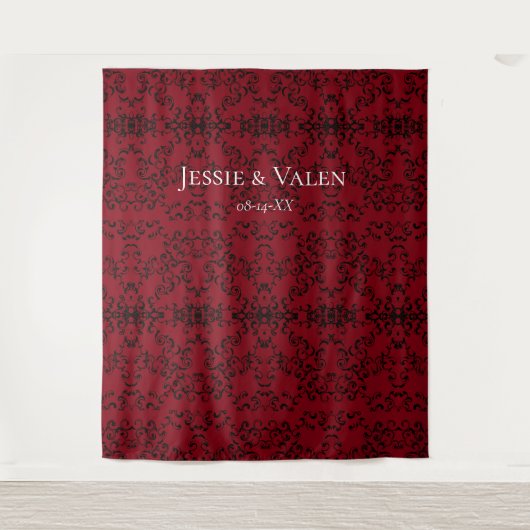 Rood & Zwart Draaikolk Gotische Huwelijksdecoratie Wandkleed (Voorkant)