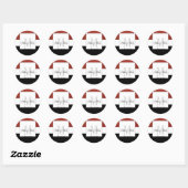 Rood Zwart Drie Monogram Bruiloft Seal Ronde Sticker (Vel)