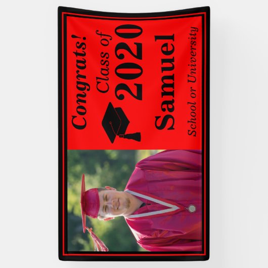 Rood Zwart Een Fotoklasse van 2024 Afstuderen Spandoek (Verticaal)