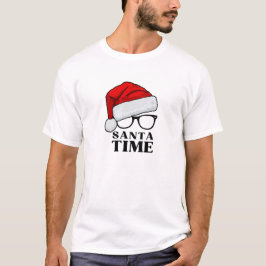 Rood & Zwart Eenvoudige Kerstman Tijd T-shirt