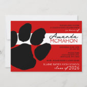 Rood & Zwart Elegante Pawprint (foto terug) Kaart (Voorkant)