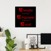 Rood & Zwart Elevate Empower Excel Motiverend Poster (Thuiskantoor)