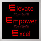 Rood & Zwart Elevate Empower Excel Motiverend Poster (Voorkant)