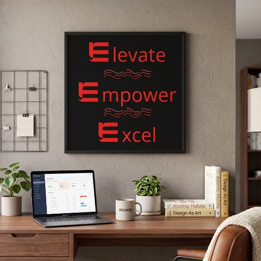 Rood & Zwart Elevate Empower Excel Motiverend Poster