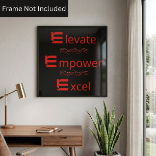Rood & Zwart Elevate Empower Excel Motiverend Poster