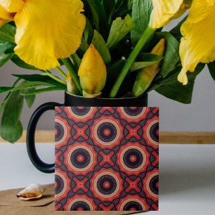 Rood zwart en beige Abstract geometrisch patroon Tegeltje