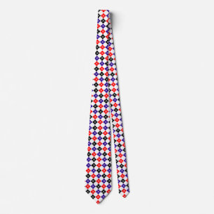 Rood Zwart en Blauw Argyle Aangepast Stropdas