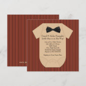 Rood Zwart en Bruin Pinstripe Baby shower Kaart (Voorkant / Achterkant)