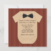 Rood Zwart en Bruin Pinstripe Baby shower Kaart (Voorkant)
